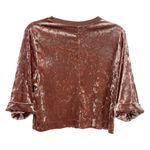 Bershka  womens velvet brown crew neck cropped top size XS Photo 1