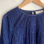 Anthropologie Moulinette Soeurs Ruffled Metallic Top Navy Photo 3