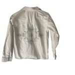 American Eagle  Size Small White Cotton Denim‎ Western Embroidered Button Jacket Photo 2