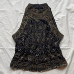 Adrianna Papell Papell Boutique Vintage 100% silk floral Bead and sequin detail halter Top Photo 3