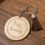 Custom miss mendy key chain tassel wooden Photo 1