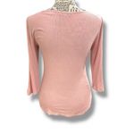 Vince Size M Pink Ribbed Knit 3/4 Sleeve Top Stretchy VX79183436 Photo 5