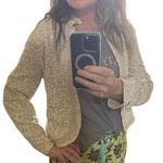 Chico's Chico’s Linen Beige Eyelet Open Jacket Size Medium 8 Photo 10