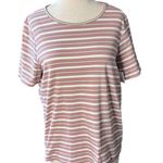 Hasting & Smith Relaxed Pink, Tan, Brown and White Short Sleeve Tee. Petite Lg Photo 0
