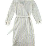 Vintage Schrader Sport Pastel Striped Midi Dress Belted 80s Cotton Button Down M White Size M Photo 3