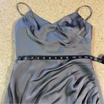 Lulus NWOT Glamorous Persona Grey Satin Pleated Sleeveless Tulip Maxi Dr… Photo 7