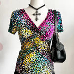 Cable & Gauge Colorful Babydoll Top, Playful, Retro, Vintage, Boho, Whimsical,‎ Y2K, Small Photo 0