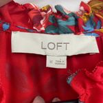 Loft Floral Printed Mini Swing Dress Red Tie Bow Neckline Pockets Womens Medium Photo 5