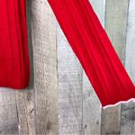 Maison Jules Large Red Long Sleeve Red & White Sweater Ribbed w/Scallop Neckline Photo 4