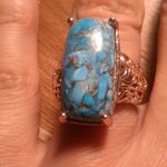 Matrix Chestnut Brine Turquoise Solitaire Copper Ring (Size 6) Photo 8