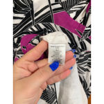 Trina Turk Silk Blend Tie Strap Maxi Dress Size 4 Black White Pink Leaf Print Photo 2