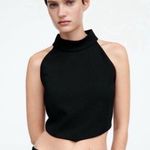 ZARA  Woman Halter Crop Top Flowy Sleeveless Black Large NEW NWT Photo 0
