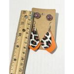 Leopard Print Vegan Leather Dangle & Leopard Stud Earrings Orange 2 Pairs Set Photo 5