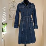 FISH Stylish Denim Trench Coat size Medium Blue Photo 1