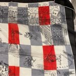 Gorgeous silk vintage made in Japan checkered city scape scarf Red Photo 7
