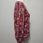 Talbots Red Geometric Merino Wool Puff-Sleeve Sweater Size Medium Photo 2