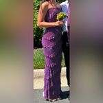 Oh Polly Embellished Strapless Ruffle Maxi Dress in Plum Photo 7