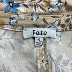 Fate Tan Blue Flower Print Oversized Boho Long Sleeve Button Down Shirt Photo 9