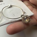 Loft Hoop Pink & Clear Rhinestone Gold Tone Pierced Earrings NWT $29.50 Photo 4