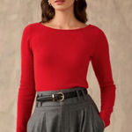 White + Warren CASHMERE BALLET NECK‎ TOP IN CRIMSON Red Size M Photo 0
