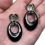 Vintage Unsigned Silver Tone Heart Post Earrings Dangle Hoops Retro Y2K Bratz Photo 3