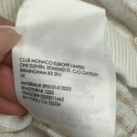 Club Monaco Sweater Womens Medium White Tan Striped Knit Crew Neck Linen Blend Photo 3