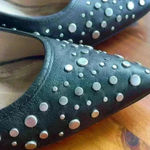 Diane Von Furstenberg  Alina black, silver studded, pointy toe heels; size 9 Photo 1