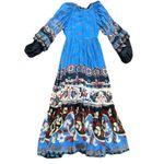 Farm Rio Anika Tiles Blue Maxi Dress in Blue, Size S Photo 6