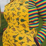 Run & Fly Ladies Honey Gold Dinosaur Print Pinafore Dress Yellow Size 8 Photo 8