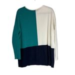 Chico's Colorblock Long Sleeve Sweater Top Cream Teal Navy Size 1 M Photo 3