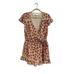 Tularosa  Revolve Red Floral Paisley Ashby Ruffle Trim Romper Sz M Photo 1