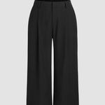 Cider  Black Pleated Elastic Waistband Wide-Leg Pull-On Pants Photo 0