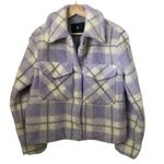 7 For All Mankind Seven For All Mankind Womens Small Purple Plaid Jacket Sherpa Teddy Truc… Photo 1