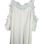The Clothing Company  White Pleated‎ Lace Cold Shoulder Dress M Romantic Bridal Photo 0