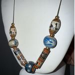 Source Unknown Vintage Western Navajo Hand-Painted Beaded Necklace On A Silver Tone Chain‎ 22" Photo 0