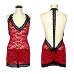 Dreamgirl Women's Red and Black Mixed Lace Sexy T-Back Chemise One Size Photo 1