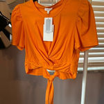 A.L.C. Women's Orange Puff Sleeve Top Photo 0