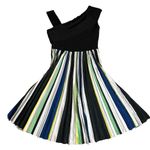 Sachin + Babi Sachin & Babi One Shoulder Pleated Midi Dress Size L Swing Flowy Striped Glam Photo 1