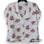 VAL MODE lingerie dainty top medium floral polka dot buttonup embroidered collar Pink Photo 9