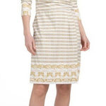 J. McLaughlin Brea Wrap Dress Gold White Optic Link Chain Print Small Photo 0