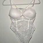 White Lace Bodysuit Size M Thong High Rise Size M Photo 0