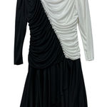 VINTAGE 1980S 90S Black + White Draped Cruella Deville style Dress M L Size M Photo 0