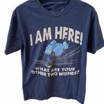 Disney Parks Aladdin Genie Two Wishes T Shirt Mens S Blue White Retro Funny Photo 1