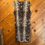 Michael Kors Y2K brown snakeskin leather buckle shoulder shift dress NWT Photo 3