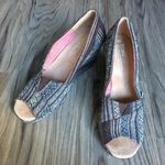 Toms  Wedge Espadrilles Sandals Heels‎ Peep Toe Striped Women's Size 6 Photo 0