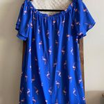 19 Cooper NWOT  blue & pink flamingo print short sleeve dress Photo 3