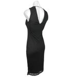 AFRM Black Deep V Neck Sleeveless Plain LBD Midi Sheath Dress Size XS Photo 1