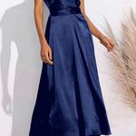 PRETTYGARDEN  Satin Midi Dress Blue Wrap Style (621) Photo 2