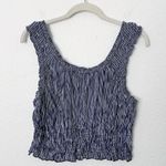 Rachel Parcell [] Scoop Neck Smocked Blue Striped Crinkle Tank Top NWT Size XL Photo 1