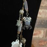 Moroccan Hand Carved Stone Beaded Frog and Turtle Vintage Necklace Black Photo 2